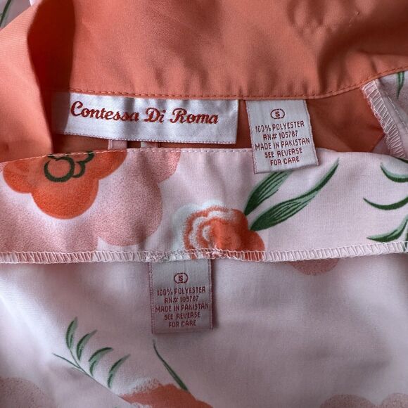 Contessa Di Roma Nightgown Womens Small Pink Floral Flower Bohemian Grandma - Picture 13 of 14